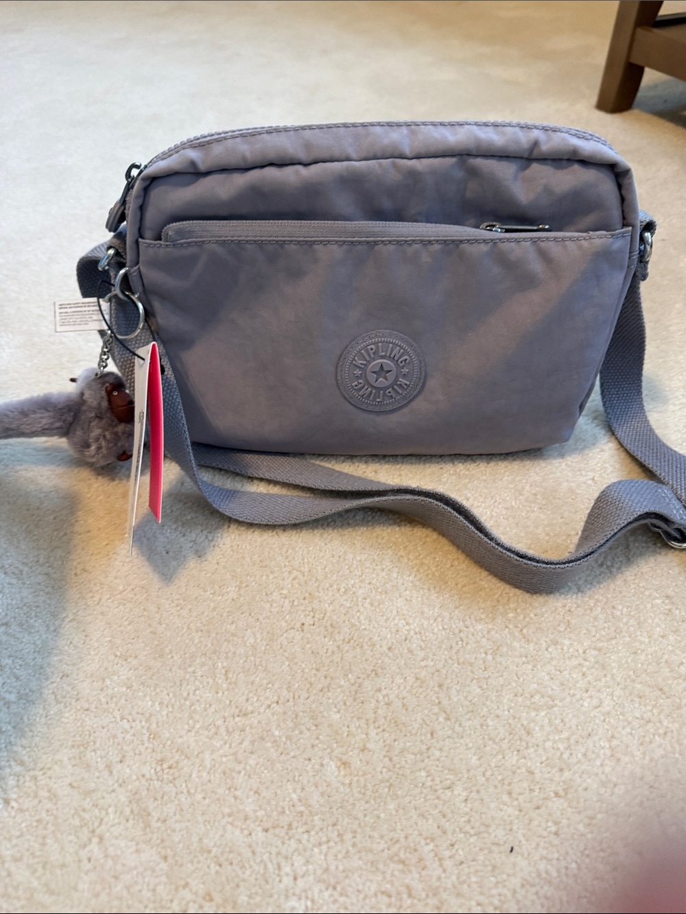 Kipling Damian Up Dove Grey Crossbody Bag